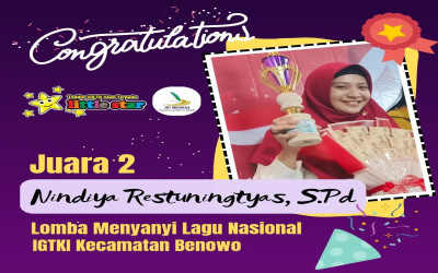 Selamat Bu Nindy atas prestasinya meraih Juara 2 Lomba Menyanyi Lagu Nasional